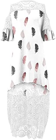 Haljine za žene 2022 Plus Size casual Print čipkasta haljina sa okruglim izrezom kratki rukav haljina sa nepravilnim