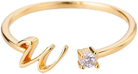 2023 Novi zlatni personalizirani rhinestone 26 Početni prsten nakit Personalizirani početni pismo Otvoreni prsten s dijamantnim prstenom za rhinestone za žene koje odgovaraju prstenovima za 4