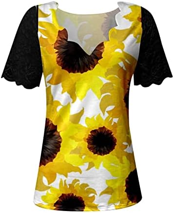 Duboko V izrez bluza za dame za dame Ljetna jesen odjeća Y2K kratki rukav grafički ispis cvijet casual top