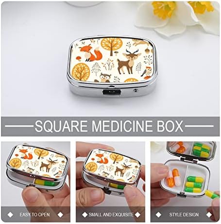 Kutija za pilule lisica Sova jelen zec ptica kvadratnog oblika futrola za lijekove prenosiva kutija za vitaminske posude Organizator pilula držač za pilule sa 3 pretinca