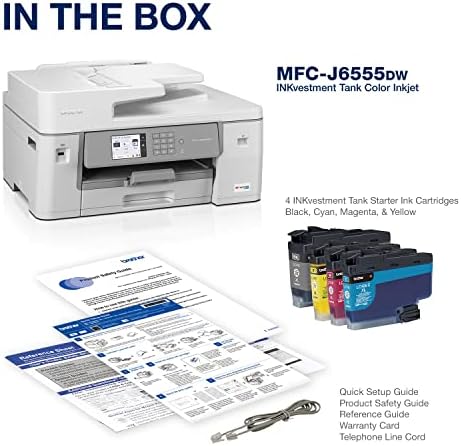 Brother MFC-J6555DW Inkjet All-in-One štampač u boji inkjet u boji sa do 1 godine mastila u kutiji 1 i 11 x 17 mogućnosti štampanja, kopiranja, skeniranja i faksa