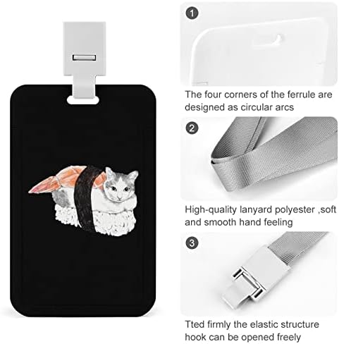 Sushi Cat ID držač značke s imenom kartica s vezicom za vrat za muškarce i žene
