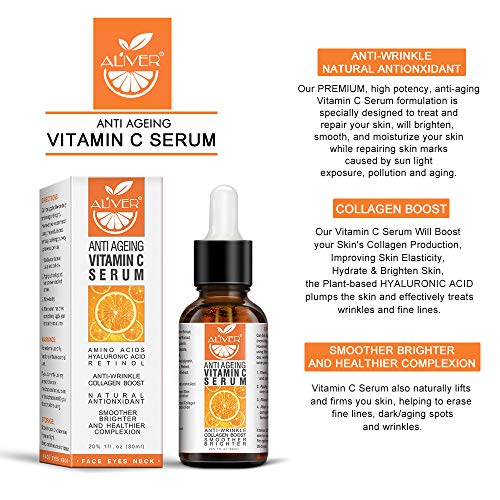 Serum vitamina C za lice sa hijaluronskom kiselinom, dnevni i noćni Serum vitamina C za tijelo organski,