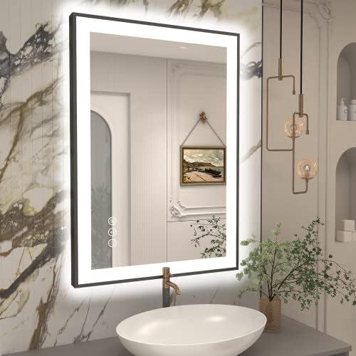 CHARMOR 36x36 kvadratno LED ogledalo za kupatilo, zatamnjeno uokvireno toaletno ogledalo sa