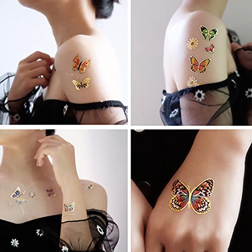 Ooopsiun Glitter Butterfly Tattoos for Girls Women-79+ Gold Glitter Styles, Butterfly Party