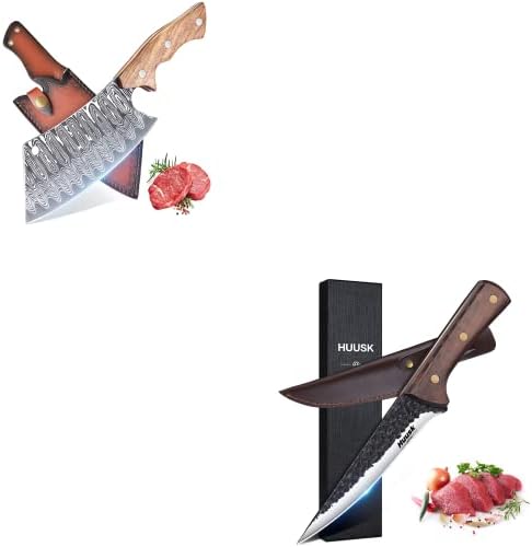 Huusk ručni kovani nož za sečenje mesa paket sa ručno kovanim mesarskim nožem