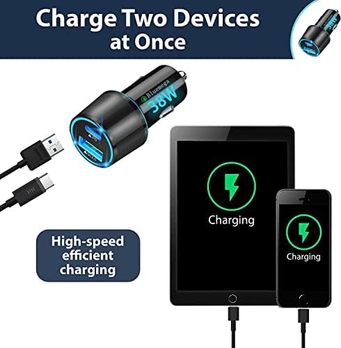 Fast Car Charger, USB C car Charger 38w Auto charger Adapter PD3.0&QC3. 0 Sa 2pack munjevitim kablom