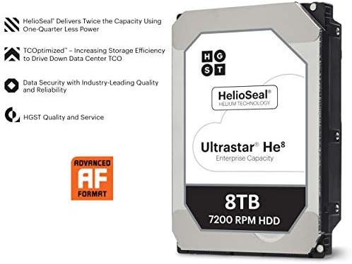 HGST Ultrastar He8 HUH728080ALE604 0F23668 / 0F25721 8TB 7,2K RPM SATA 6GB / S 128MB 3.5 HDD 512E