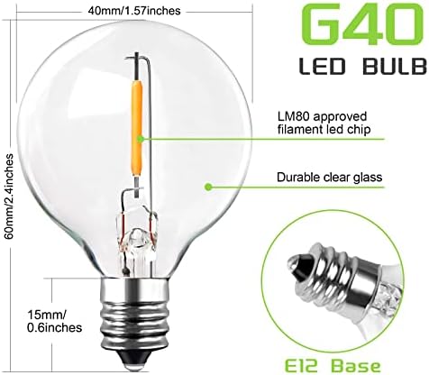 ROMANJOY 4x6pack G40 zamjena LED žarulja, 1w 2700k topla bijela prozirna sijalica, E12 C7 Vijčana baza sa