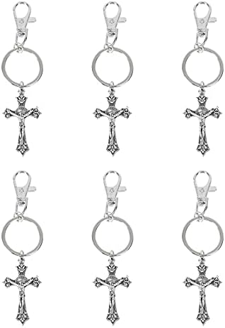 VALICLUD 6kom Iron Silver Cross privjesak za ključeve ključni Ornament Christian poklon delikatan dodatak