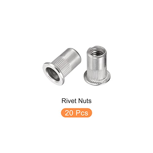METALLIXITY Rivet Nuts 20kom, 304 navojni umetak od nerđajućeg čelika Nuts-za nameštaj mehanički pričvršćivači, srebrni ton