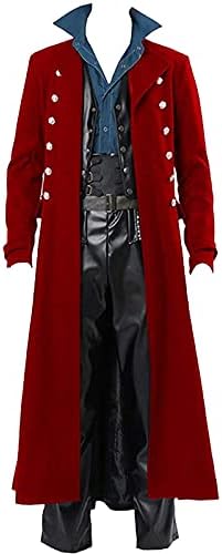NaRHbrg kostim Frak za Noć vještica za muškarce, muškarci Steampunk Vintage Sako gotički viktorijanski kaput uniforma dugih Goth kaputa