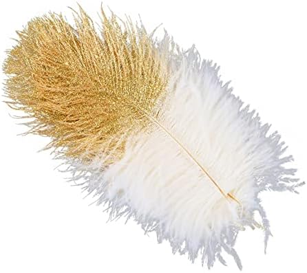 Zamihalaa-6-8inch Glitter Gold Bijelo nojevo pero DIY dodatak za nakit perje za zanate dekoracija za svadbene zabave pljusak 10kom