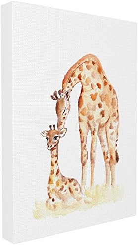 Kolekcija dekor kuće Stupell porodična ilustracija žirafa prevelika rastegnuta platna zidna Umjetnost,