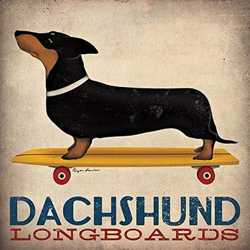 Jazavčar Longboards Ryan Fowler skateboard znak Psi životinje Print Poster