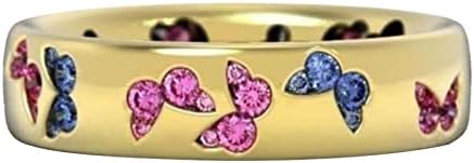 Kristalni leptir prsten Šareni kristalni leptir prekrasni prsten poklon prsten za prsten Dijamantni prsten veliki