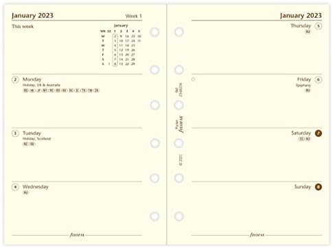 FILOFAX pamučna krema za pregled paketa za ponovno punjenje dnevnika - džepna veličina - 2023