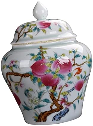 Brewix Glaziran porculan sušeni cvijet vaza, kućni uredski dekor tradicionalni cvjetni aranžman, kućni akcent za skladišni spremnik sa poklopcem, keramički đumbir jar jar