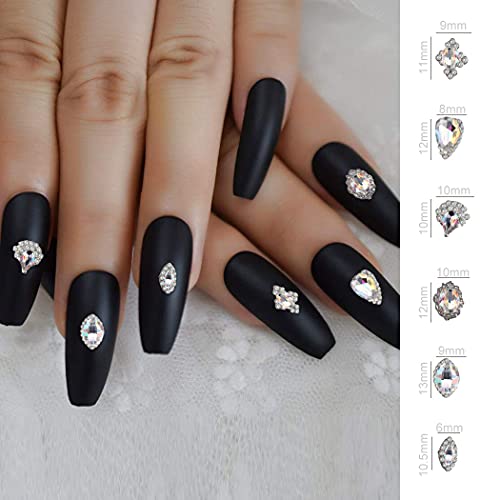 WOKOTO 30 kom luksuzna Legura kristali za nokte čari Nail Art sa pincetom Kit Heart Shape Oval