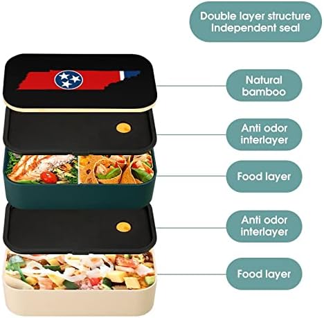 Tennessee Država zastava Dvostruki sloj Bento ručak kutija sa priklonom kontejner za ručak sa pričvršćivom uključuje 2 kontejnere