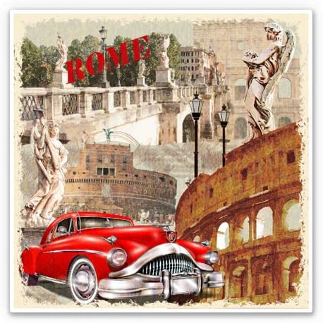 GT grafika Rim Travel Vintage Classic Car - Vinilna naljepnica Vodootporna naljepnica
