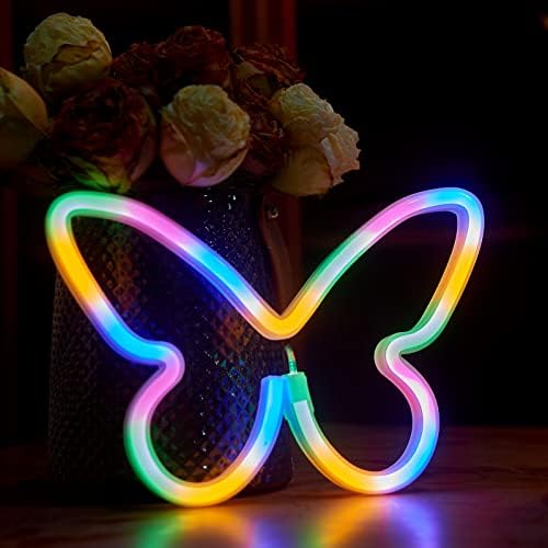 BERGANO 3 kom leptir Neonski natpisi, leptir neonska svjetla za spavaću sobu, LED neonski natpisi na baterije