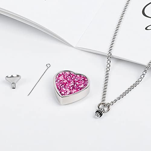 Pink Ribbon svijest o raku dojke pet srce urna ogrlica Print Memorijalni nakit pet kremiranje privjesak za pepeo