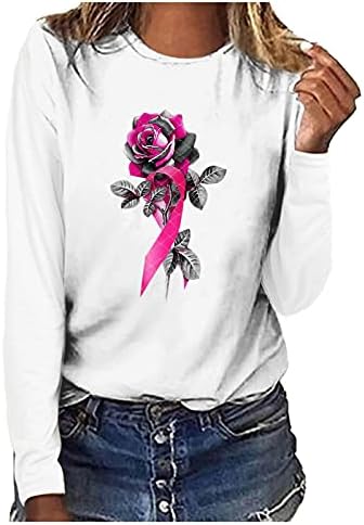 Ženska bluza Crewneck The Tee Anti dojci Print majica Dugi rukav Ležerni labav pulover s dukserom