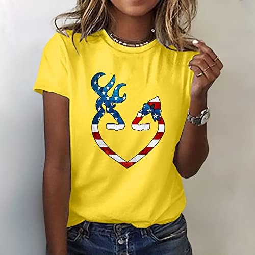 Loose Tees for women Independence Day Shirt Women Graphic T Shirts for Women Top Crewneck kratki rukav Love Print