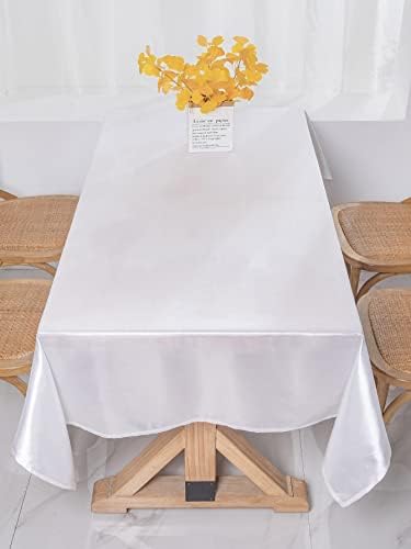 YINAZI bijeli stolnjak od imitacije svile 60 x 84 inča, pravougaoni stolnjak za stol za 4 osobe, poliesterski stol otporan na bore za pranje za svadbene trpezarijske zabave i kampovanje