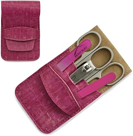Mont Bleu 5-dijelni set za manikir sa kristalnom turpijom za nokte, u ružičastoj futroli od kože bez