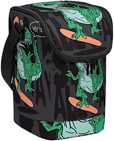 Torbe za ručak za žene i muškarce, izolovana Cool Skateboard torba za ručak u obliku dinosaurusa sa podesivim naramenicama za školu, posao, piknik, kampovanje
