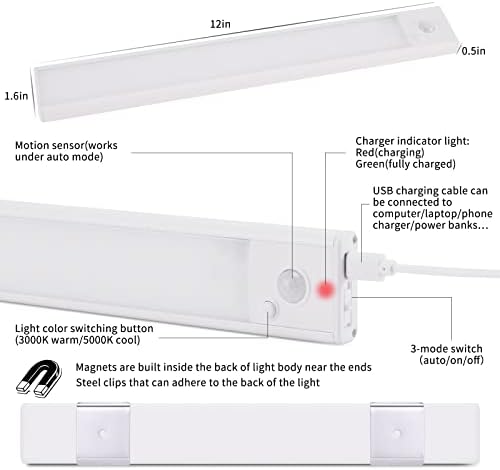 Sve u jednom multifunkcionalno LED svjetlo za ormar, senzor pokreta pod svjetlom ormarića, s