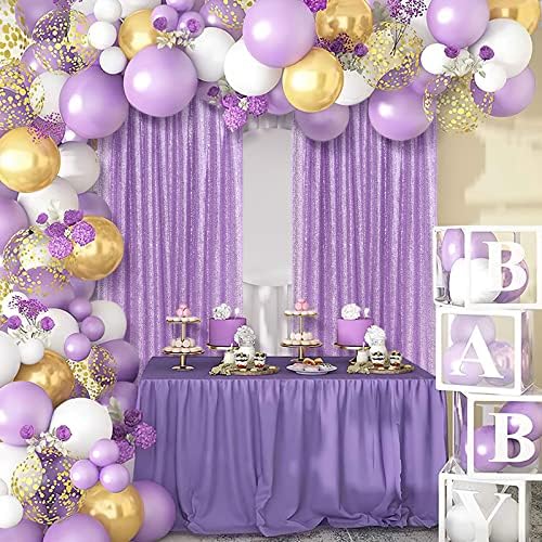 Pozadina sa šljokicama za vjenčanje lavanda 2 ploče 2ftx8ft Glitter zavjese pozadina od lučnih tkanina zavjese za Baby Shower Rođendanska zabava dekoracija