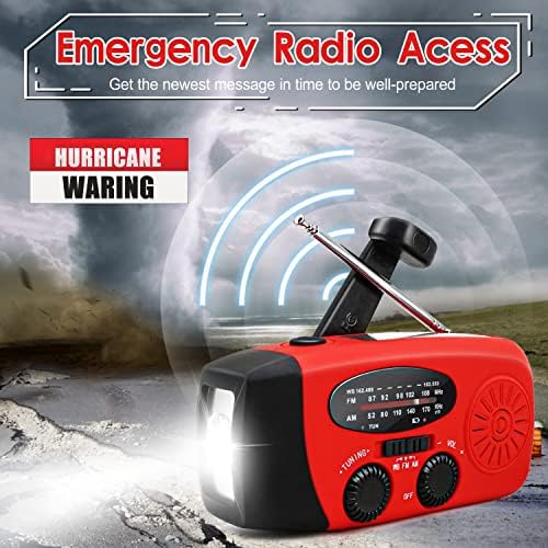 2000mah Emergency Weather Radio, radilica prijenosni solarni Retro Radio Sa Bankom za hitne slučajeve+ručni radilica za hitne slučajeve sa LED svjetiljkom za hitne slučajeve, AM / FM NOAA prijenosni Radio za vremenske prilike