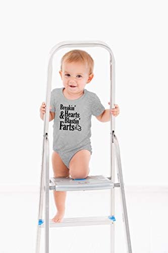 Aw mode Breakin 'Hearts & Blastin' Farts-i Break Hearts, and Wind Funny Pooping-Cute One-Piece Infant Baby Bodysuit