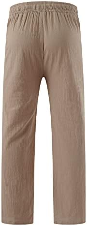 Muyise Baggy pamučne pantalone za muškarce Ležerne prilike elastične struke Kašike za crtanje ljetne boemske joge hlače sa džepovima Khaki, XX-Large