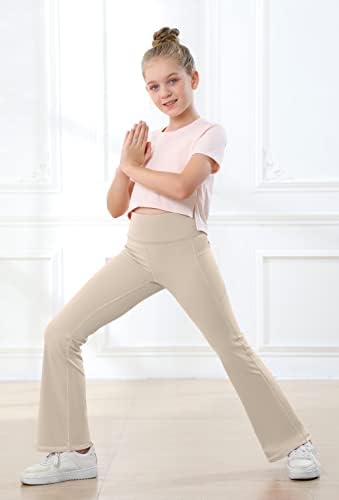Iuga Girl High Squiste hlače od lakiranja s džepovima joga plesne gamaše za djevojke atletska trkača