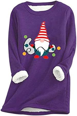 LCEPCY božićne dukseve za žene topli šerpa obložena fleesom pulover s pulovernim slovom od tiskanog salona sa dugim rukavima