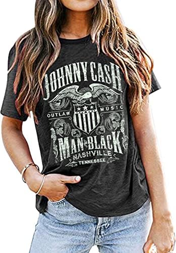 Cash Grafički Shirt Tees Žene Vintage Country Muzika T-Shirt Casual Bend Ljubitelji Muzike Top Tee