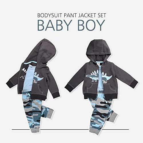 Gorboig Baby Boy odjeća Toddler Jesen Zimske odjeće Dugi rukav duksev Dinosaur Jakna za bodicut hlače set 3pcs