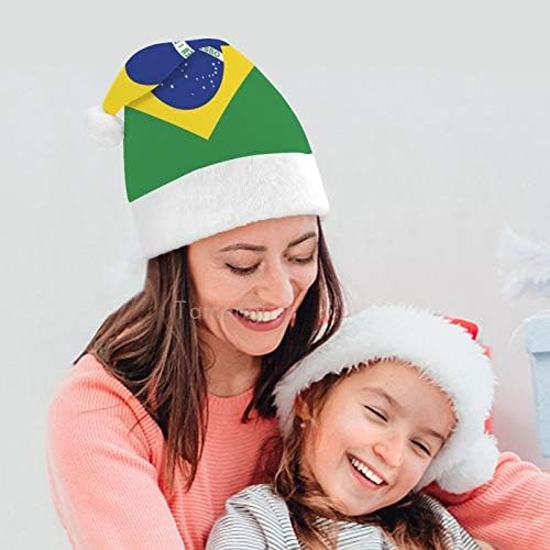 Božić Santa šešir, Brazil Zastava Božić Holiday šešir za odrasle, Unisex Comfort Božić kape za Novu