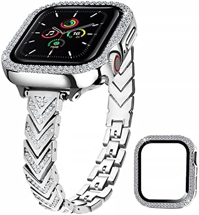 ReconMo Bling narukvica Kompatibilna sa serijom 8 Apple Watch Band 45mm sa kafitom za sat, Slim strelica za