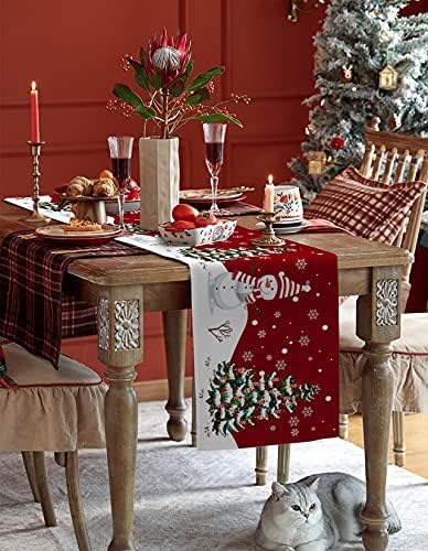 Zereaa božićni stolni trkač, božićna stabla snjegovični božićni dekor Početna Dekor za kuhinju, blagovaonicu,