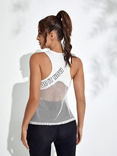 Verdusa žensko pismo grafičko trkačko trčanje MESH Sport Tenk labavi fit trčanje košulja za košulju mišića