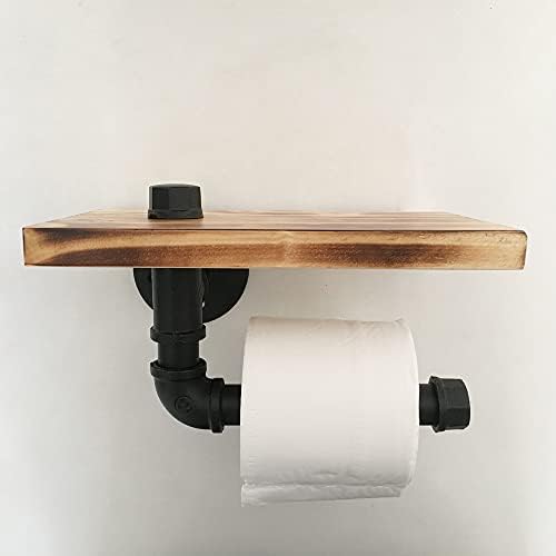 Sa policom za industrijski cijev za toaletni nosač papira zid montiran s rustikalnim vješalicama za oblivu