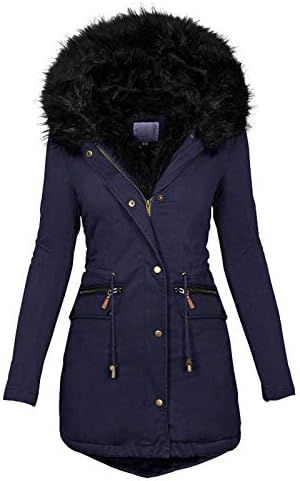 YFJRBR Zimski kaputi za žene, plus veličine debeli runovi postrojene plišane modne čvrste deblje jakne duksevi kaputi