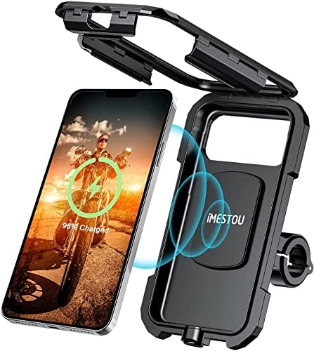 Imestou vodootporan IP67 nosač za telefon za motocikle bežični / USB C upravljač punjača držač za mobilni telefon brzo punjenje za telefone od 5,5-6,8, rad ožičenjem na motocikle od 12/24V ili priključivanjem na USB a utičnice