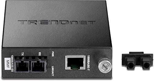 TRENDnet inteligentni 1000Base-T do 1000Base-SX Multi-Mode SC Fiber Media Converter, do 550m , fiber to Ethernet Converter, 2Gbps preklopni kapacitet, doživotna zaštita, Crna, TFC-1000msc
