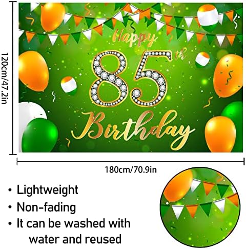 Sretan 85. rođendan Backdrop banner Decor Green - Glitter Cheers do 85 godina Old Rođendanska